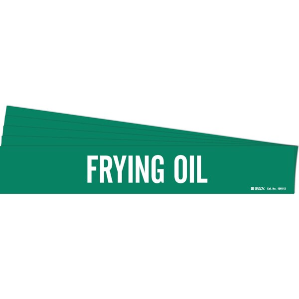 FRYING OIL Pipe Marker Style 1 White on Green 1 per Card, 5 PK